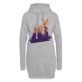 Fox nature art gift forest bird - Hoodie Dress - heather grey - Front