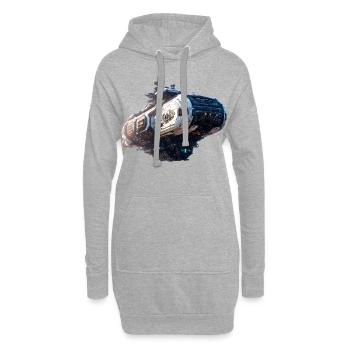 Vaisseau Spatial cyberpunk - Sweat-shirt à capuche long Femme - gris chiné - Devant