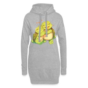 Schildkröten Liebe Umarmung Kuscheln Herz Süß - Hoodie-Kleid - Grau meliert - Vorne
