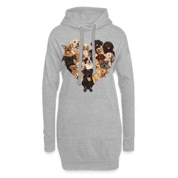 L’amour des chiens - Sweat-shirt à capuche long Femme - gris chiné - Devant