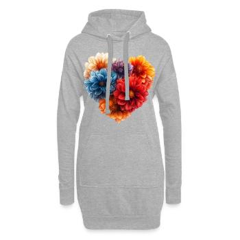 Herz aus Dahlien - Hoodie-Kleid - Grau meliert - Vorne