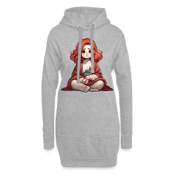 Gemütlicher Moment mit Wärmflasche - Hoodie-Kleid - Grau meliert - Vorne