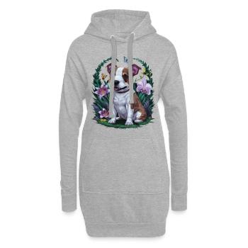 Staffordshire Bull Terrier avec des papillons - Sweat-shirt à capuche long Femme - gris chiné - Devant