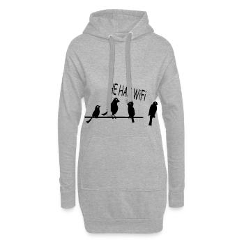 Des oiseaux drôles - Sweat-shirt à capuche long Femme - gris chiné - Devant