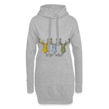 cerf - Sweat-shirt à capuche long Femme - gris chiné - Devant