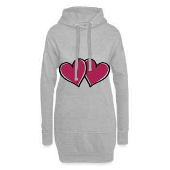 coeurs amour - Sweat-shirt à capuche long Femme - gris chiné - Devant