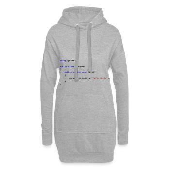 C# .NET Code Hello World Programmierer Geschenk - Hoodie-Kleid - Grau meliert - Vorne