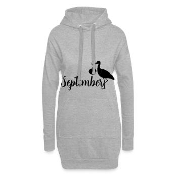 Un bébé cigogne enceinte arrive en septembre - Sweat-shirt à capuche long Femme - gris chiné - Devant