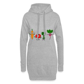 Les personnages de légumes posent - Sweat-shirt à capuche long Femme - gris chiné - Devant