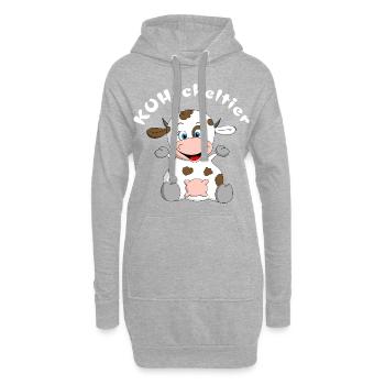 Kuscheltier Kuh = KUHscheltier - Hoodie-Kleid - Grau meliert - Vorne