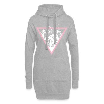 Dreieck mit Bergen und Vögel - Hoodie-Kleid - Grau meliert - Vorne