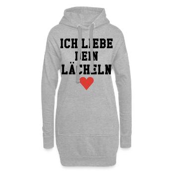 Ich liebe dein Lächeln - Hoodie-Kleid - Grau meliert - Vorne