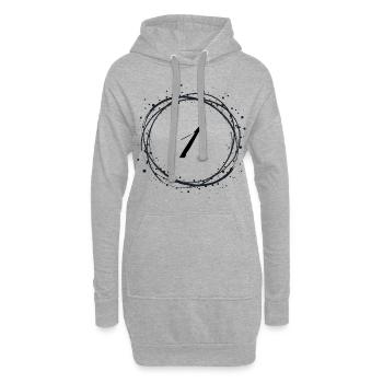 1 - Sweat-shirt à capuche long Femme - gris chiné - Devant