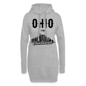 Cleveland Ohio Home Gift - Sweat-shirt à capuche long Femme - gris chiné - Devant
