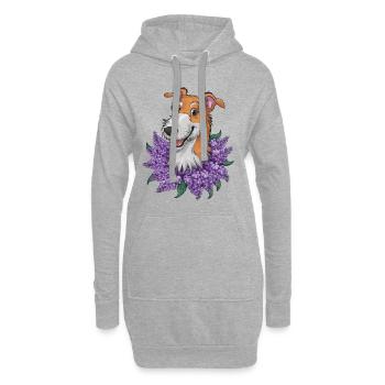 Irischer Wolfshund mit hübschem Flieder - Hoodie-Kleid - Grau meliert - Vorne
