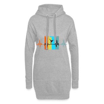 Cadeau rétro de rythme cardiaque de gymnastique - Sweat-shirt à capuche long Femme - gris chiné - Devant