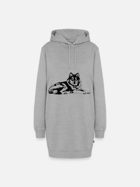 Wolf - Hoodie-Kleid - Grau meliert