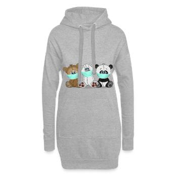 Grizzly Bär Polar Bär Panda Bär mit Mundschutz - Hoodie-Kleid - Grau meliert - Vorne