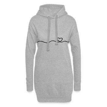 coeur ligne symbole petit coeur - Sweat-shirt à capuche long Femme - gris chiné - Devant