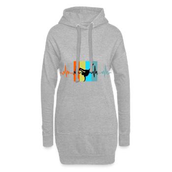 Breakdance Herzschlag retro Geschenk - Hoodie-Kleid - Grau meliert - Vorne