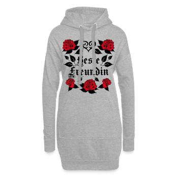 40 Beste Freundin Tattoo Herz rote Rosen vintage - Hoodie-Kleid - Grau meliert - Vorne