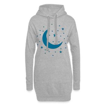Ciel étoilé - Etoiles et lune - Sweat-shirt à capuche long Femme - gris chiné - Devant
