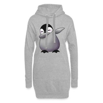 Süßer dabbing Pinguin Tier - Hoodie-Kleid - Grau meliert - Vorne