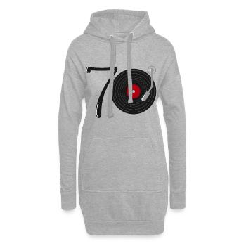 70er Jahre Musik Schallplatte - Hoodie-Kleid - Grau meliert - Vorne