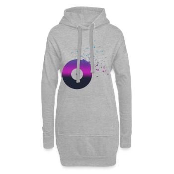 Notes de musique de disque vinyle VINYLE - Sweat-shirt à capuche long Femme - gris chiné - Devant