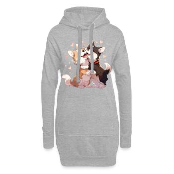 Chiens Amour Câlin Câlin Coeur Mignon Mignon - Sweat-shirt à capuche long Femme - gris chiné - Devant