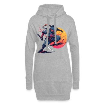 Ninja Fighter Guerrier Shinobi Japon Épée Katana - Sweat-shirt à capuche long Femme - gris chiné - Devant