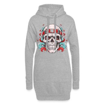 Totenkopf Totenschädel Skelett Horror Gothic Metal - Hoodie-Kleid - Grau meliert - Vorne