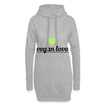 amour végétalien - Sweat-shirt à capuche long Femme - gris chiné - Devant