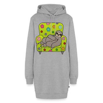 Faultier Sessel Frühjahrsmüdigkeit Frühling Blumen - Hoodie-Kleid - Grau meliert - Vorne