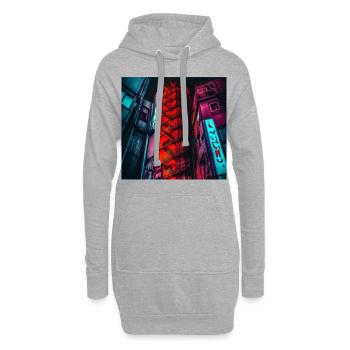 Ville de nuit - Sweat-shirt à capuche long Femme - gris chiné - Devant