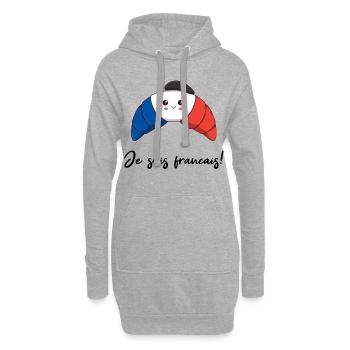 Französisches Croissant Geschenkidee niedlich - Hoodie-Kleid - Grau meliert - Vorne
