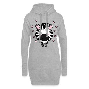 Süßes Zebra mit Herzchen - Hoodie-Kleid - Grau meliert - Vorne