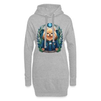 Spitz de Poméranie dans la recherche de dessin animé pour les propriétaires de chiens - Sweat-shirt à capuche long Femme - gris chiné - Devant