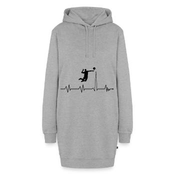 Mann Volleyball EKG Herzschlag Volleyballer - Hoodie-Kleid - Grau meliert - Vorne