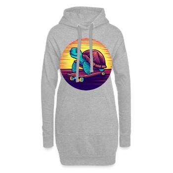 Turtle rides on a skateboard sunset - Hoodie Dress - heather grey - Front