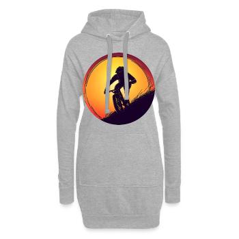 Descente BMX Biker Sonnenuntergang Sunset Design - Sweat-shirt à capuche long Femme - gris chiné - Devant