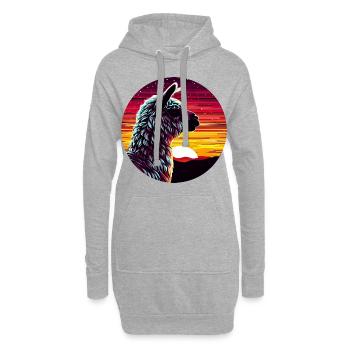 Lama Alpaga Coucher de soleil Vue latérale - Sweat-shirt à capuche long Femme - gris chiné - Devant