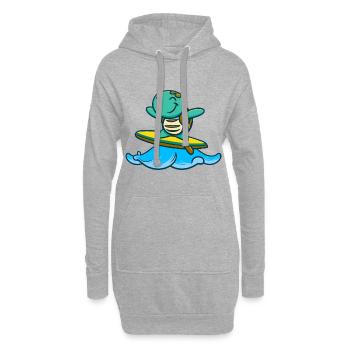Süße Schildkröte auf dem Surfbrett - Hoodie-Kleid - Grau meliert - Vorne
