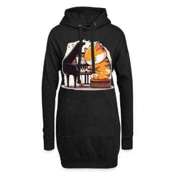 Harmonie féline - Sweat-shirt à capuche long Femme - noir - Devant