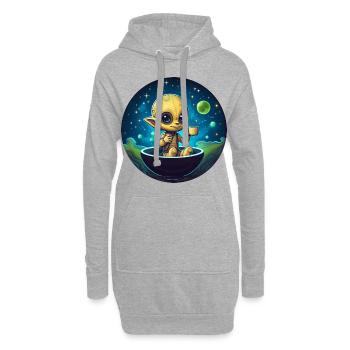 Alien amoureux du café: collation de minuit - Sweat-shirt à capuche long Femme - gris chiné - Devant
