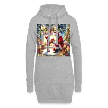 Père Noël donnant un cadeau Illustration cadeau pour - Sweat-shirt à capuche long Femme - gris chiné - Devant