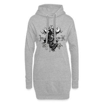 Vegvísir mit Wikingerkopf - Hoodie-Kleid - Grau meliert - Vorne