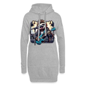 Lustiges Faultier Mit Gitarre - Hoodie-Kleid - Grau meliert - Vorne