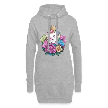 Licorne kawaii avec des roses et des orchidées - Sweat-shirt à capuche long Femme - gris chiné - Devant