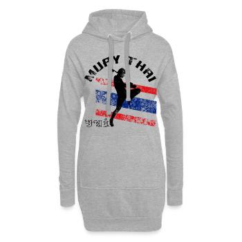 Muay Thai - Hoodie-Kleid - Grau meliert - Vorne